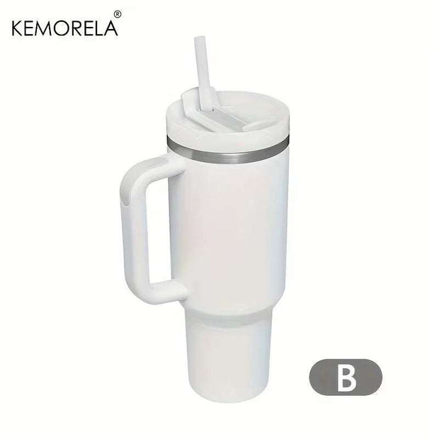 1200ML 304 Stainless Steel Insulated Water Bottle Thermal Coffee Car Cup Cold Hot Mugs Vacuum Flask with Handle Straw for Sport