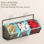 Wall-Mounted Kitchen Storage Basket Perforation-Free Iron Partition Storage Rack for Kitchen Ingredients Sorting Storage Basket