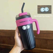 860ML Coffee Cup Outdoor Thermo Water Bottle with Straw Stainless Steel Tumbler Car Thermal Mug Keeps Cold and Heat Vacuum Flask