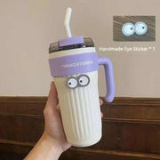 860ML Coffee Cup Outdoor Thermo Water Bottle with Straw Stainless Steel Tumbler Car Thermal Mug Keeps Cold and Heat Vacuum Flask