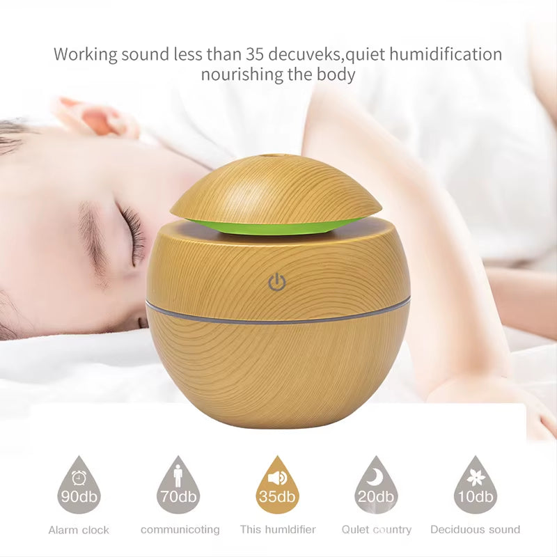 Humidifier Electric Air Aroma Diffuser Wood Ultrasonic Air Humidifier Essential Oil Aromatherapy Cool Mist Maker for Bedroom