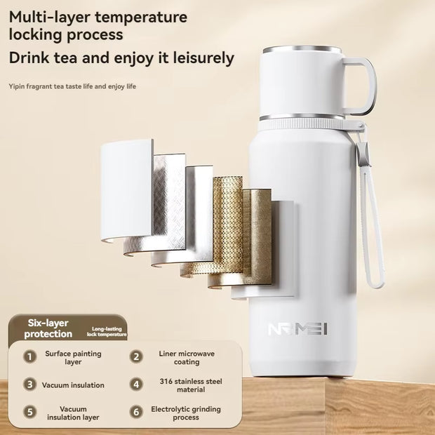 1.5L Thermos Water Bottle Stainless Steels Vacuum Flask Hot Coffee Tea Water Heat Preservation Bottles Cold Tumbler Drinkware