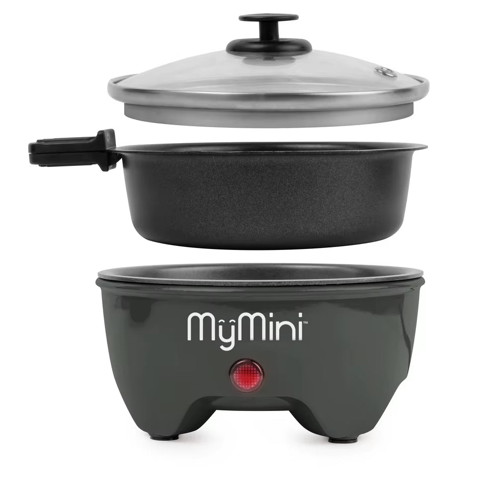 5 Inch Electric Noodle Cooker Skillet Hot Pot Compact Lightweight Non-Stick Cooking Surface Cool Touch Handles Ideal Small
