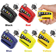 Bicycle Alarm Disc Brake Electric Lock with Keys Motorcycle Alarm Brake Rotor Padlock Aluminum Alloy Motorcycle Bike Accessories