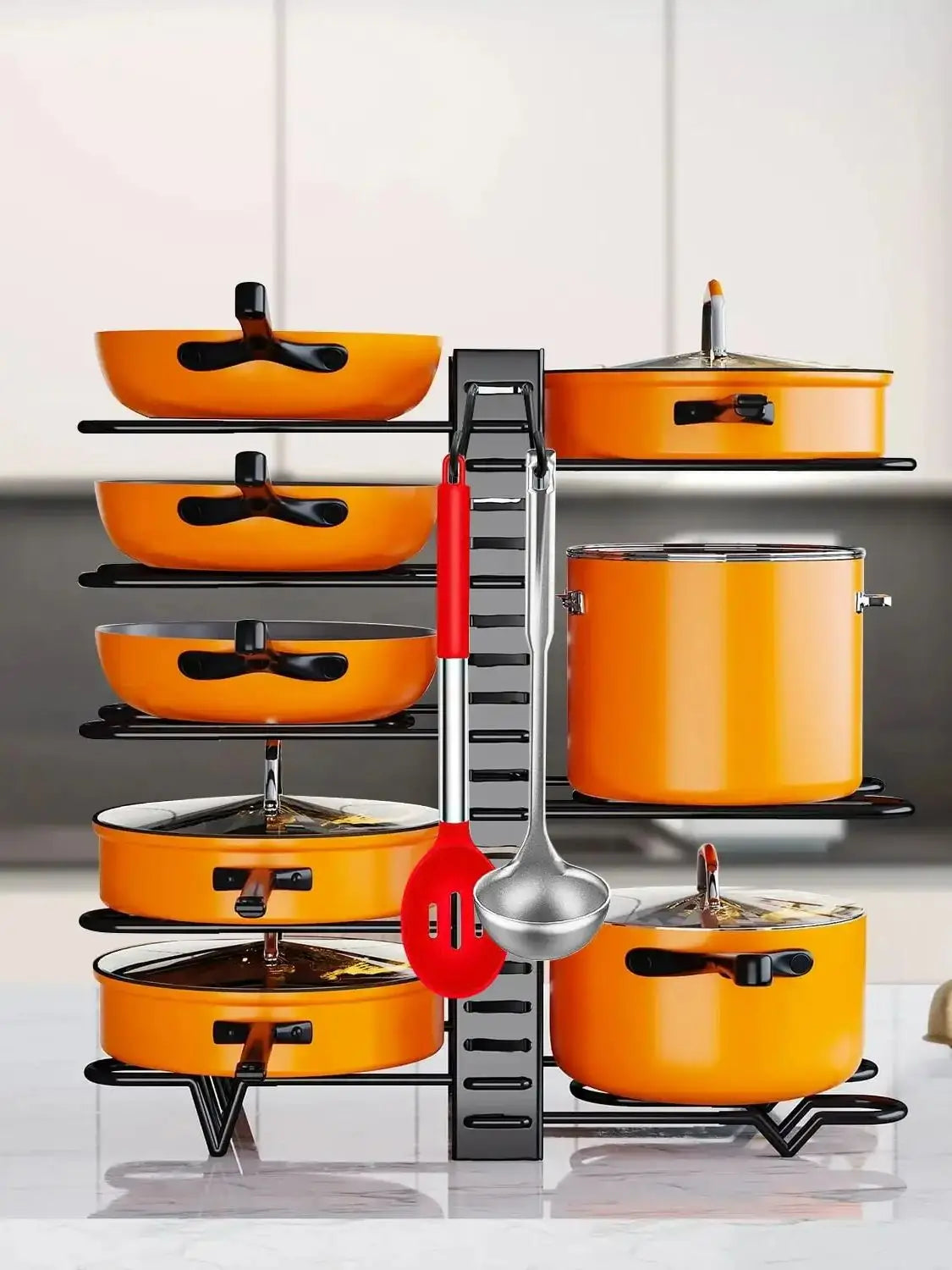 Pot Storage Rack 8-Layer POTS and Pans Storage Box Kitchen Cabinet Storage Metal Rack,For Christmas
