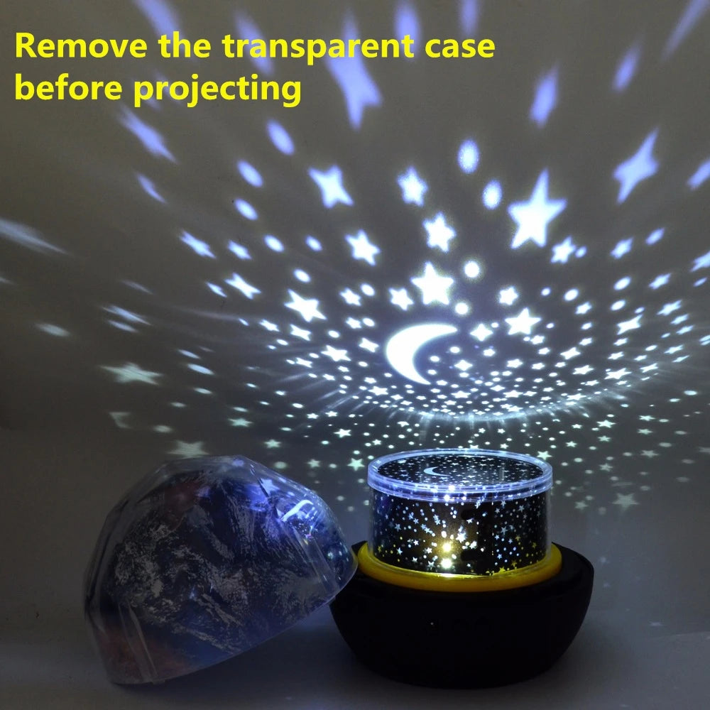 Dimmable Star Projector LED Night Light 360°Rotating Starry Lamp Planet Sky Projection Earth Light for Kids Bedroom Decoration