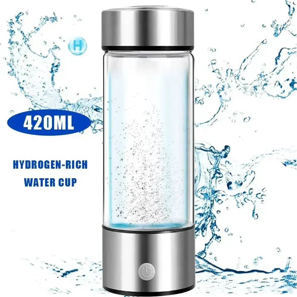 Hydrogen-Rich Water Cup Electric Hydrogen Rich Water Generator Bottle Titanium Quality Filter Portable Antioxidant Lonizer 420Ml