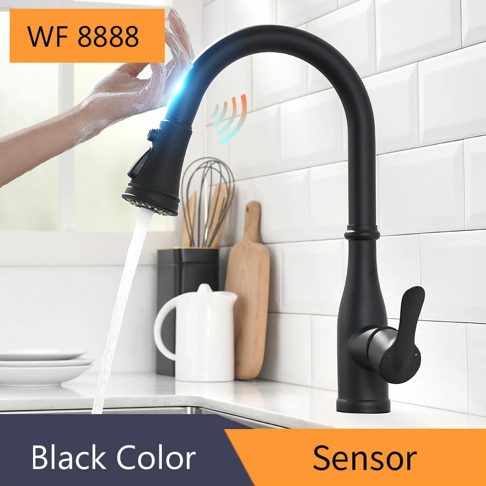 Pull Out Brush Nickel Sensor Kitchen Faucets Stainless Steel Smart Induction Mixed Tap Touch Control Sink Tap Torneira De KH1026