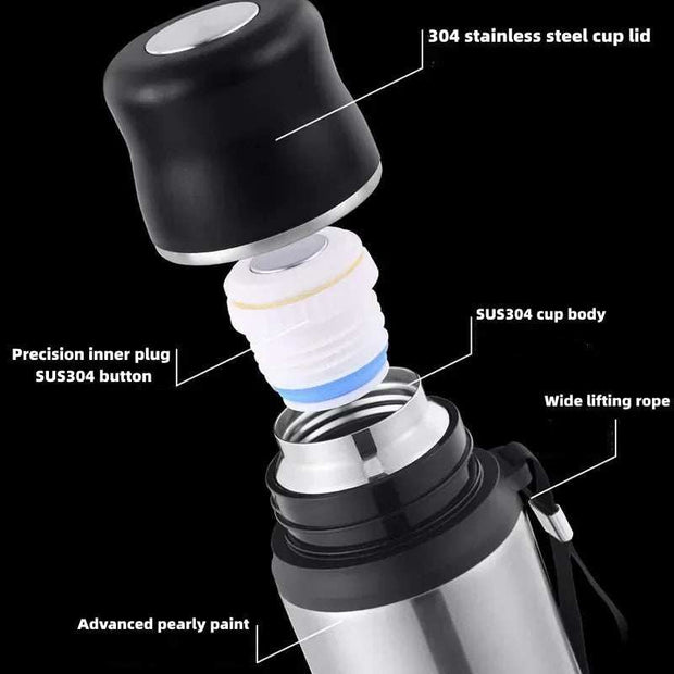 600-1000Ml Portable Thermos Coffee Vacuum Flask Outdoor Travel Thermal Cup Leakproof Thermos Bottle Cold and Hot Water Bottle