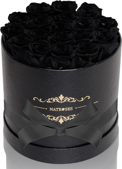 Handmade Preserved Black Roses, 18 Selected Rosebuds, Long Lasting for Her