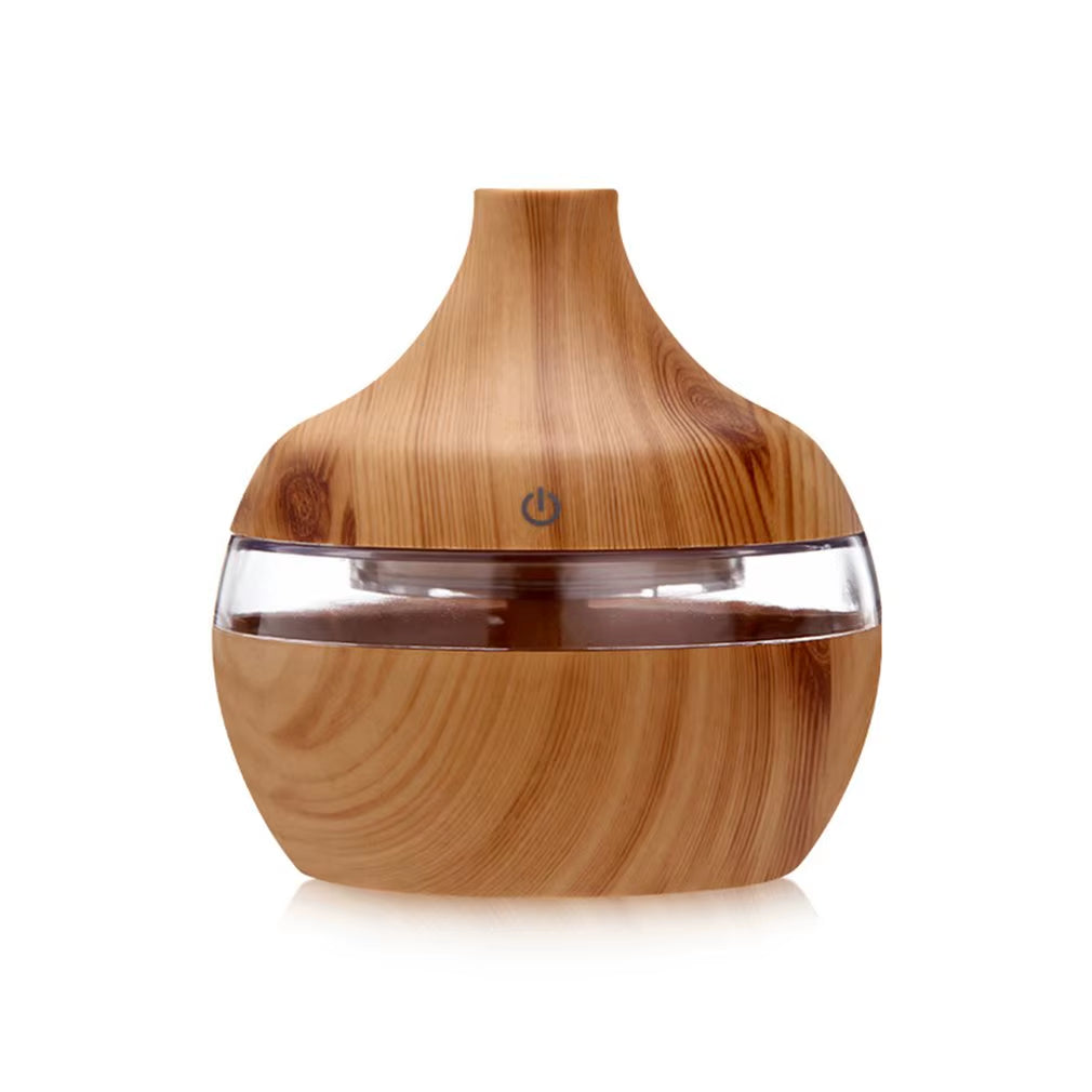300ML USB Air Humidifier Electric Aroma Diffuser Mist Wood Grain Oil Diffuser for Car Office Home Have 7 LED Light Humidifiers