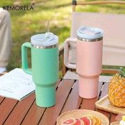 1200ML 304 Stainless Steel Insulated Water Bottle Thermal Coffee Car Cup Cold Hot Mugs Vacuum Flask with Handle Straw for Sport