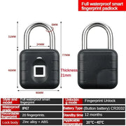 Intelligent Fingerprint Padlock, Outdoor Waterproof and Rust Proof Padlock, Intelligent Electronic Padlock Head