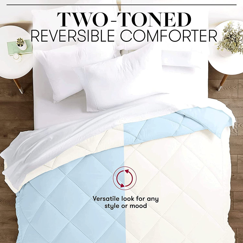 Goose down Alternative Reversible Comforter - All Season - Premium Quality Luxury Hypoallergenic Comforter - Full/Queen - Grey/Black
