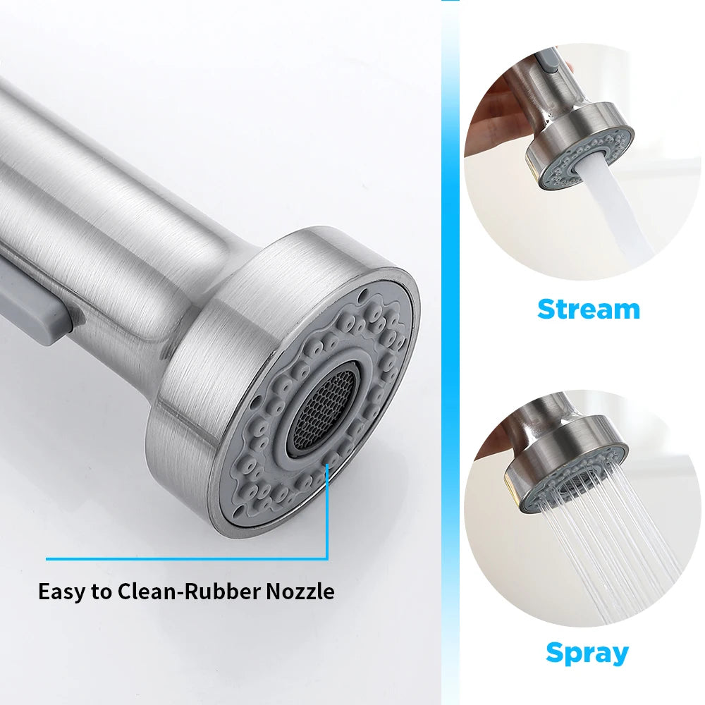 Pull Out Brush Nickel Sensor Kitchen Faucets Stainless Steel Smart Induction Mixed Tap Touch Control Sink Tap Torneira De KH1026