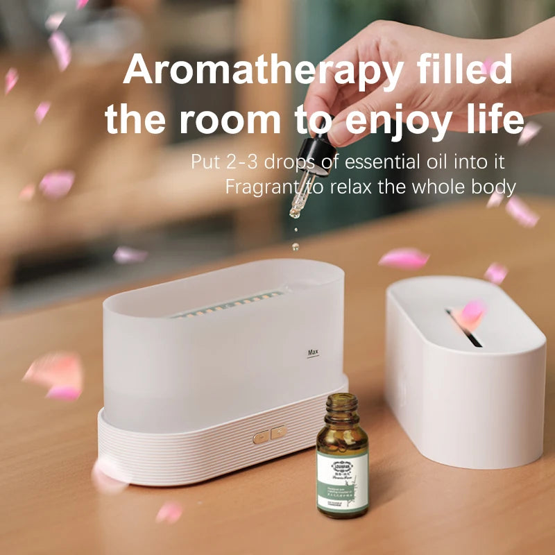 7 Colors Fire Flame Air Humidifier Cool Mist Usb Led Change Color Aroma Essential Oil Diffuser H2O Air Humidifier Room Freshener
