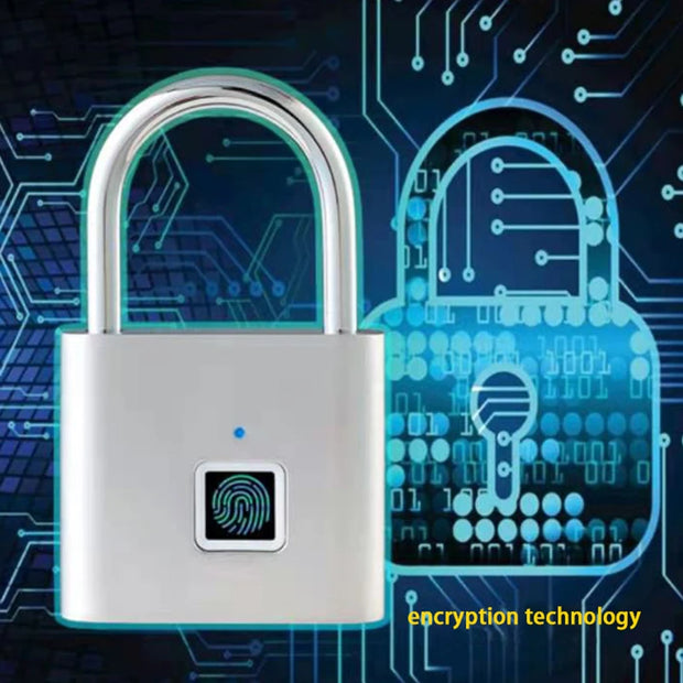 P2 Smart Fingerprint Padlock Waterproof Zinc Alloy Biometric Padlocks with Buit-In Rechargeable Battery