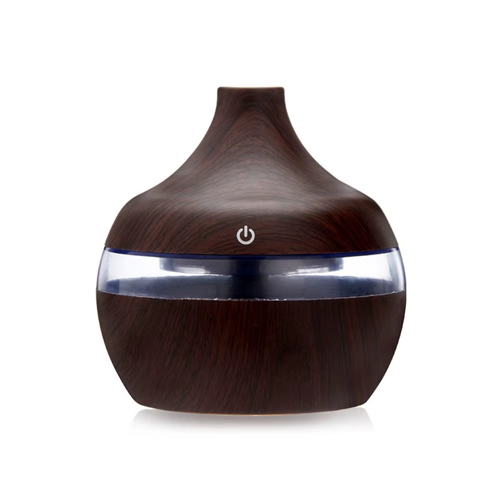 300ML USB Air Humidifier Electric Aroma Diffuser Mist Wood Grain Oil Diffuser for Car Office Home Have 7 LED Light Humidifiers