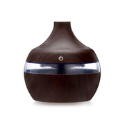 300ML USB Air Humidifier Electric Aroma Diffuser Mist Wood Grain Oil Diffuser for Car Office Home Have 7 LED Light Humidifiers