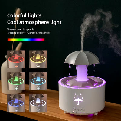Creative Umbrella Water Drop Air Humidifier with Colorful Light Raindrop Aroma Essential Oil Diffuser Aromatherapy Humidifier