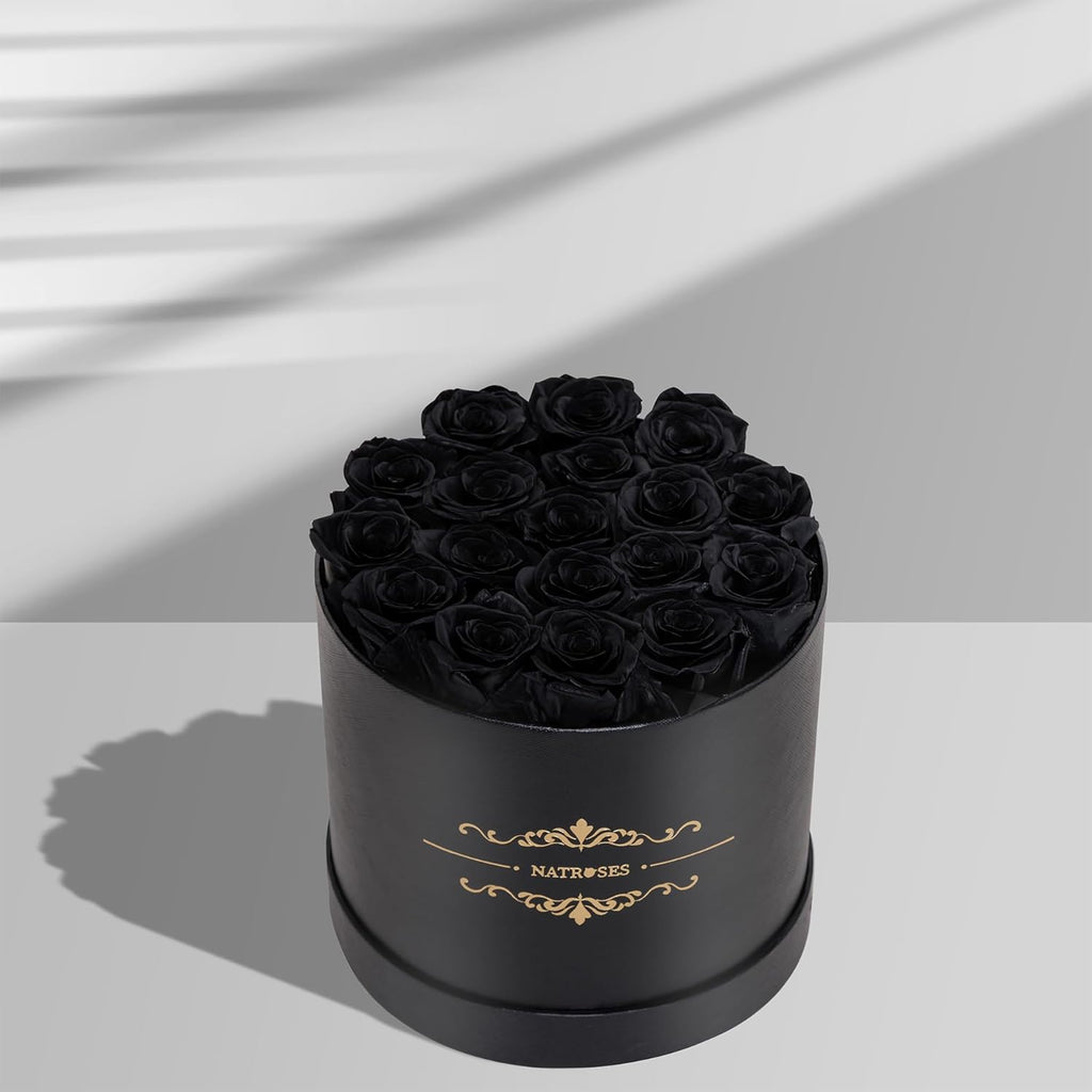 Handmade Preserved Black Roses, 18 Selected Rosebuds, Long Lasting for Her
