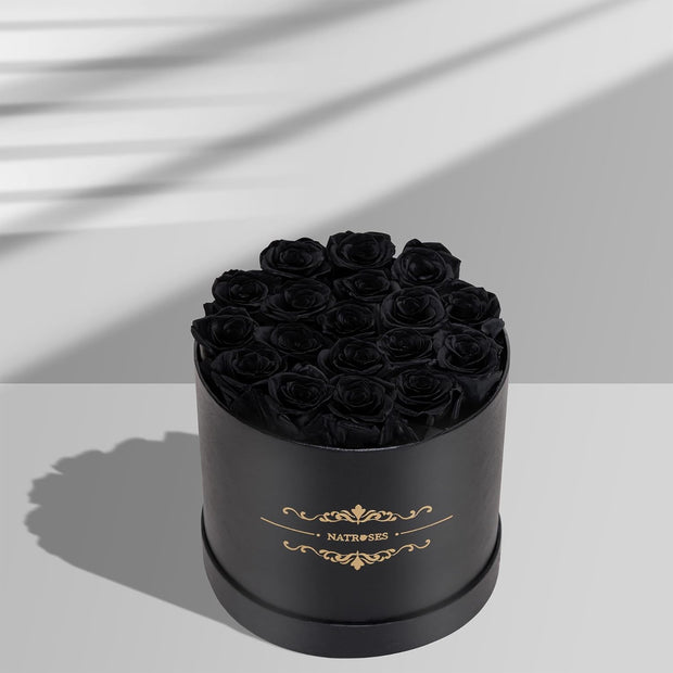 Handmade Preserved Black Roses, 18 Selected Rosebuds, Long Lasting for Her