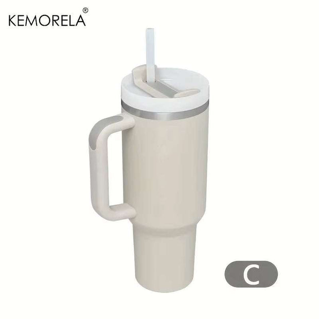 1200ML 304 Stainless Steel Insulated Water Bottle Thermal Coffee Car Cup Cold Hot Mugs Vacuum Flask with Handle Straw for Sport
