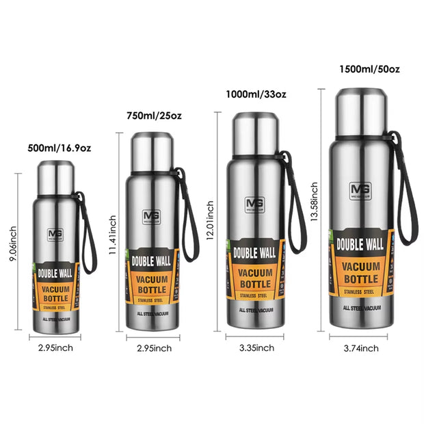 Large Capacity 500/1000Ml Thermal Bottle Vacuum Double Wall 304 Stainless Steel Hot Cold Water Flask Thermos Coffee Mug