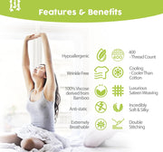 100% Viscose Derived from Bamboo Sheets Twin - 4PC Set - Super Soft Cooling Sheets - up to 16’’ Deep Pocket - Luxury Series - 1 Flat Sheet,1 Fitted Sheet,2 Pillowcases (Twin Stone Grey)