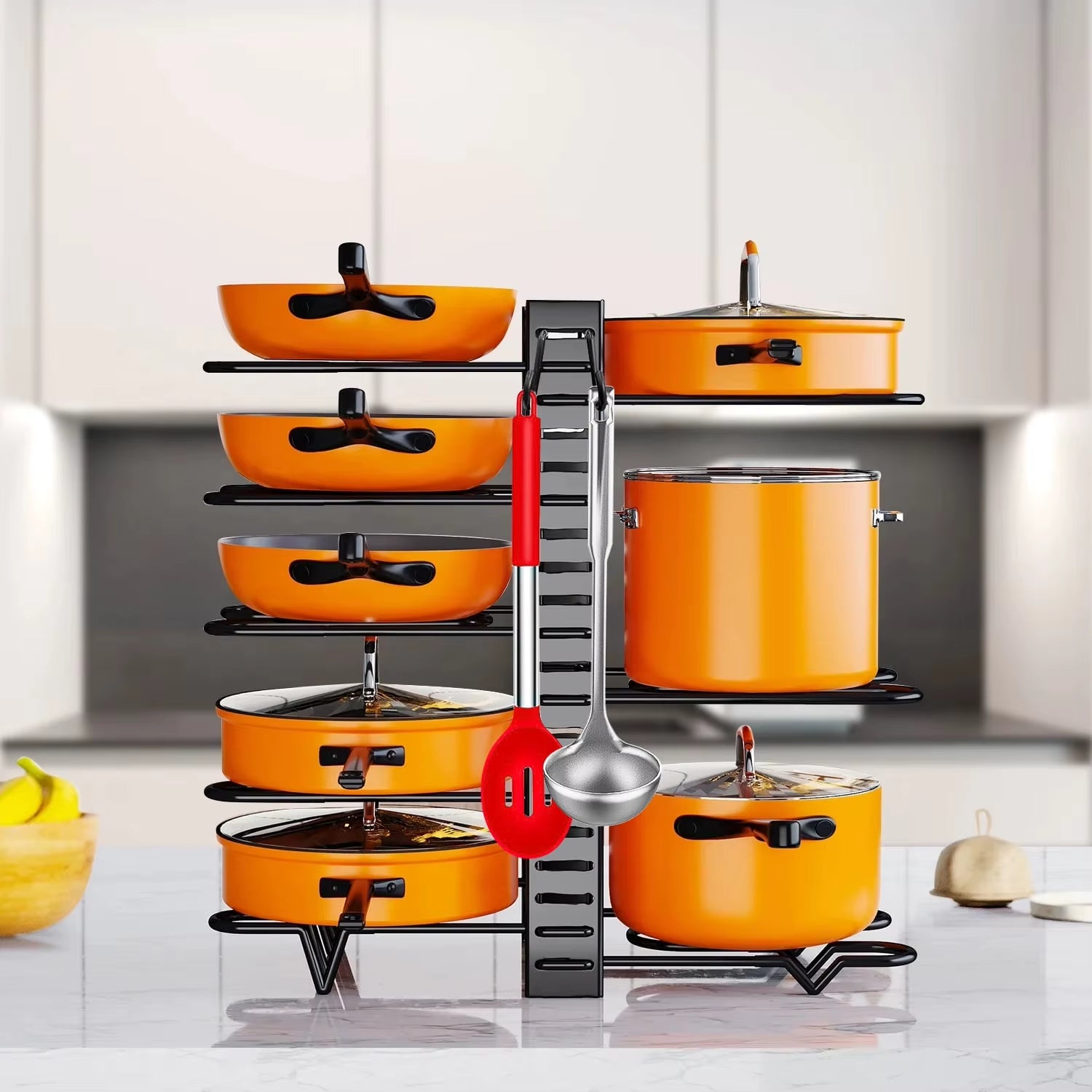 Pot Storage Rack 8-Layer POTS and Pans Storage Box Kitchen Cabinet Storage Metal Rack,For Christmas