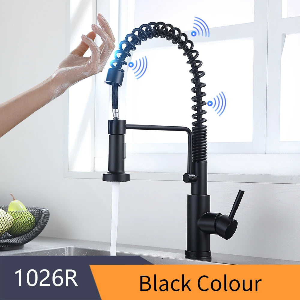 Pull Out Brush Nickel Sensor Kitchen Faucets Stainless Steel Smart Induction Mixed Tap Touch Control Sink Tap Torneira De KH1026