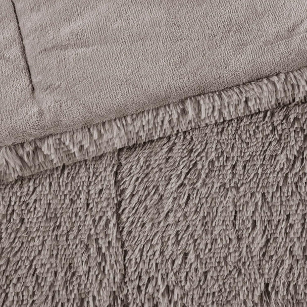 Malea Shaggy Comforter Set, Long Faux Fur Cozy down Alternative, Modern Casual Ultra Soft All Season Fluffy Bedding with Matching Sham, King/Cal King, Grey 3 Piece
