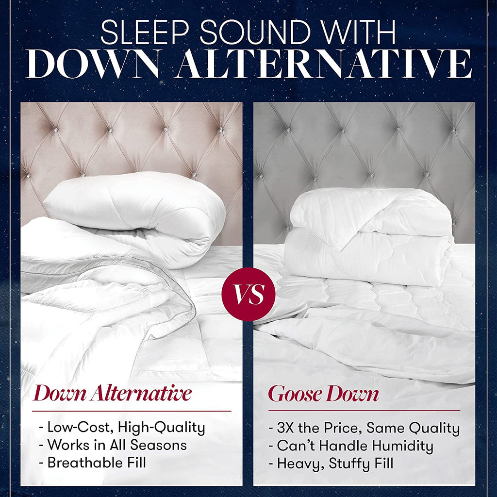 Goose down Alternative Reversible Comforter - All Season - Premium Quality Luxury Hypoallergenic Comforter - Full/Queen - Grey/Black