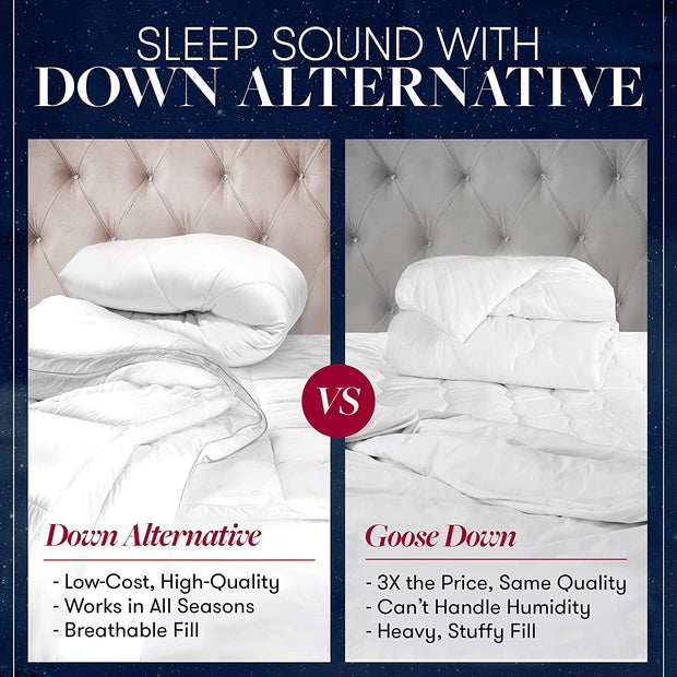 Goose down Alternative Reversible Comforter - All Season - Premium Quality Luxury Hypoallergenic Comforter - Full/Queen - Grey/Black
