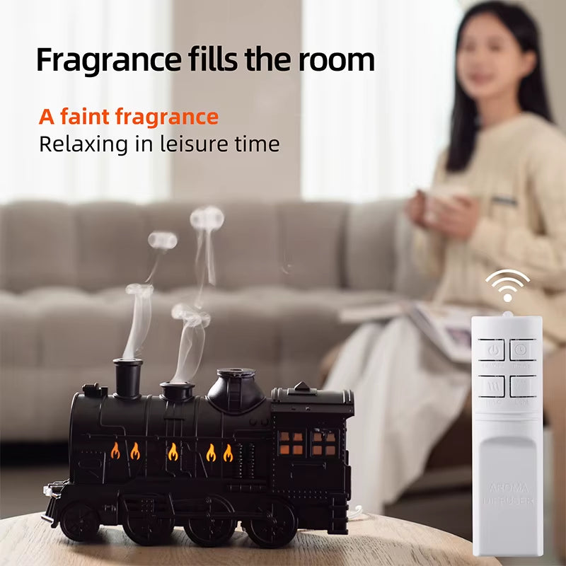 Train Air Humidifier Ultrasonic Aromatherapy Diffusers Mist Maker Fragrance Essential Oil Aroma Difusor Remote Control 300Ml