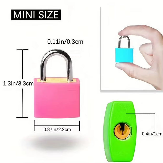 8Pcs Baggage Lock with 2 Keys Colorful Travel Anti-Theft Lock Zinc Alloy Travel Suitcase Padlock Lock for Home School Gym Office