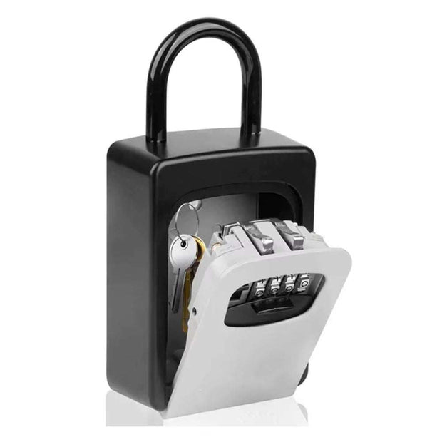4-Digit Key Lock Box Portable Combination Lockbox Wall-Mounted Key Storage Box Resettable Code Safe Security Lock Box for Home