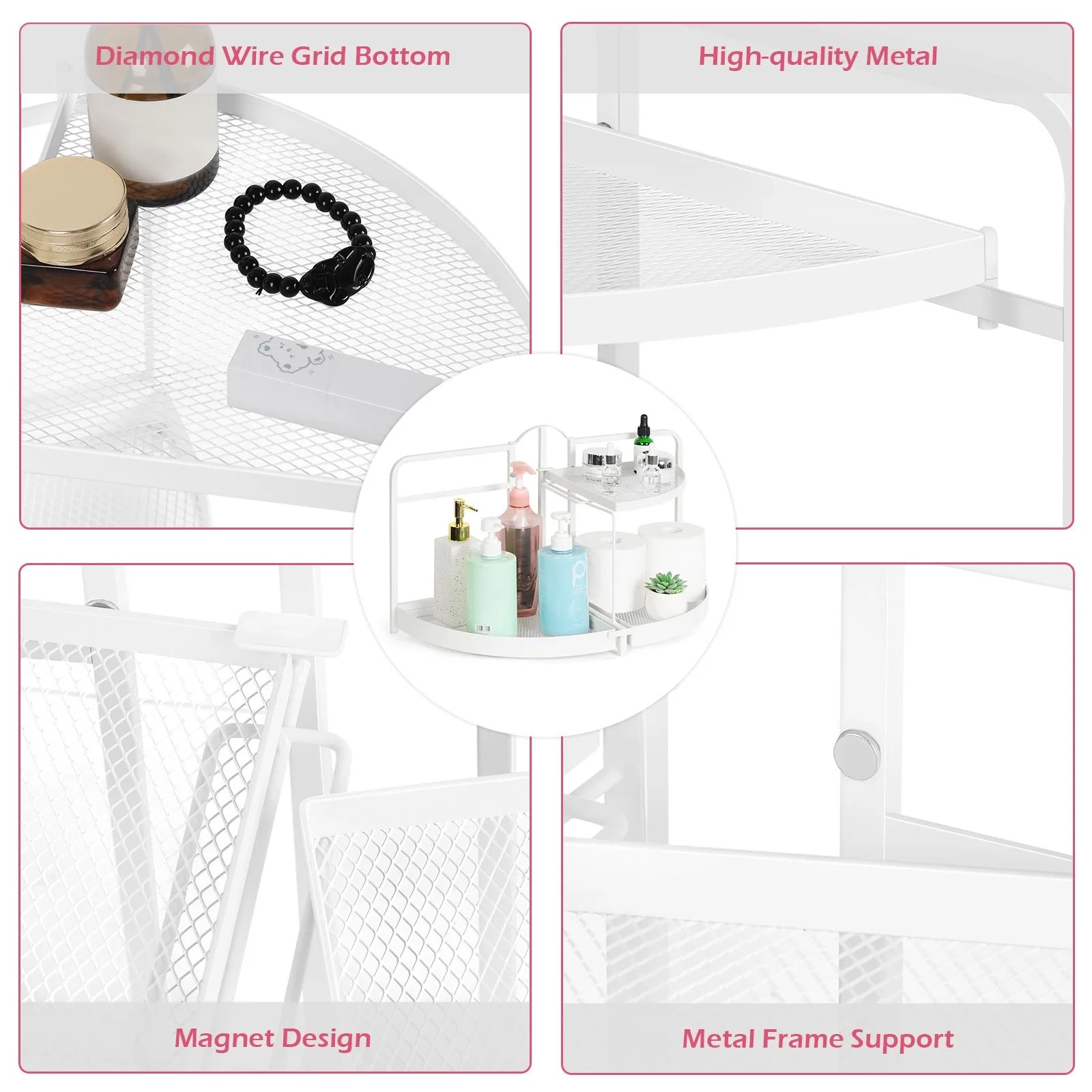 Cabinet Storage Rack, 2-Story Rotating Kitchen Countertop Storage Rack, Makeup Cabinet, Bathroom Countertop Storage Rack