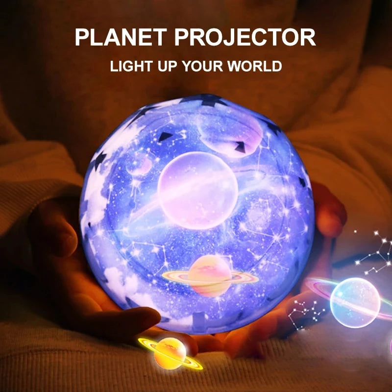 Dimmable Star Projector LED Night Light 360°Rotating Starry Lamp Planet Sky Projection Earth Light for Kids Bedroom Decoration