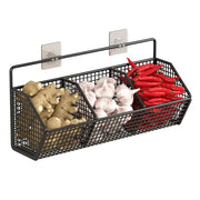 Wall-Mounted Kitchen Storage Basket Perforation-Free Iron Partition Storage Rack for Kitchen Ingredients Sorting Storage Basket