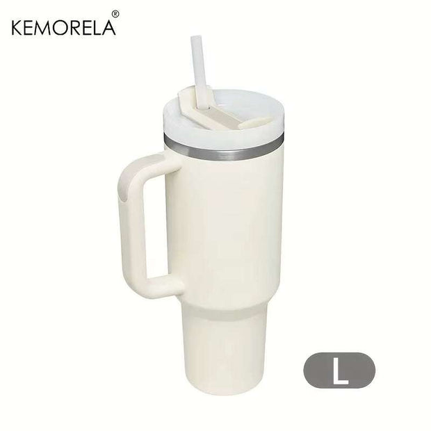 1200ML 304 Stainless Steel Insulated Water Bottle Thermal Coffee Car Cup Cold Hot Mugs Vacuum Flask with Handle Straw for Sport