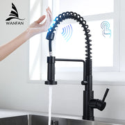 Pull Out Brush Nickel Sensor Kitchen Faucets Stainless Steel Smart Induction Mixed Tap Touch Control Sink Tap Torneira De KH1026