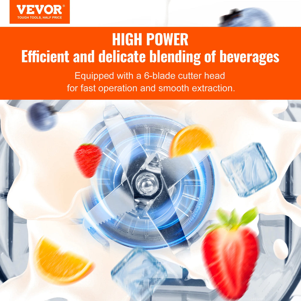 Succebuy 2L Smoothie Blender Professional Countertop Fruit Food Processor Mixer Maker with Stainless Steel for Home Kitchen Bar