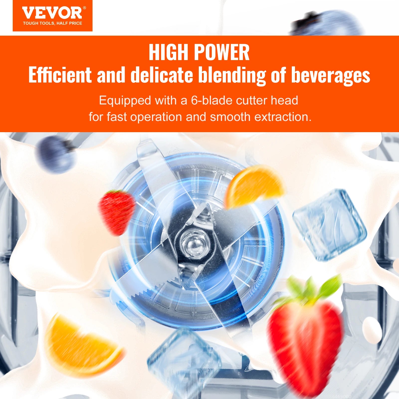 Succebuy 2L Smoothie Blender Professional Countertop Fruit Food Processor Mixer Maker with Stainless Steel for Home Kitchen Bar