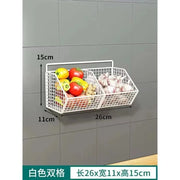 Wall-Mounted Kitchen Storage Basket Perforation-Free Iron Partition Storage Rack for Kitchen Ingredients Sorting Storage Basket