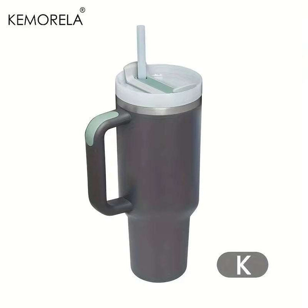 1200ML 304 Stainless Steel Insulated Water Bottle Thermal Coffee Car Cup Cold Hot Mugs Vacuum Flask with Handle Straw for Sport