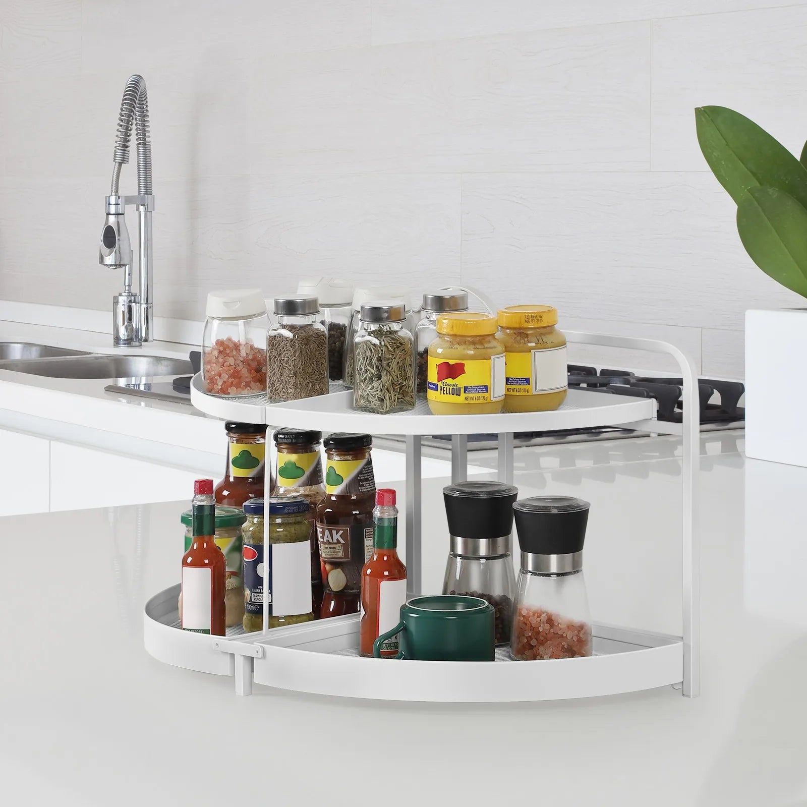 Cabinet Storage Rack, 2-Story Rotating Kitchen Countertop Storage Rack, Makeup Cabinet, Bathroom Countertop Storage Rack