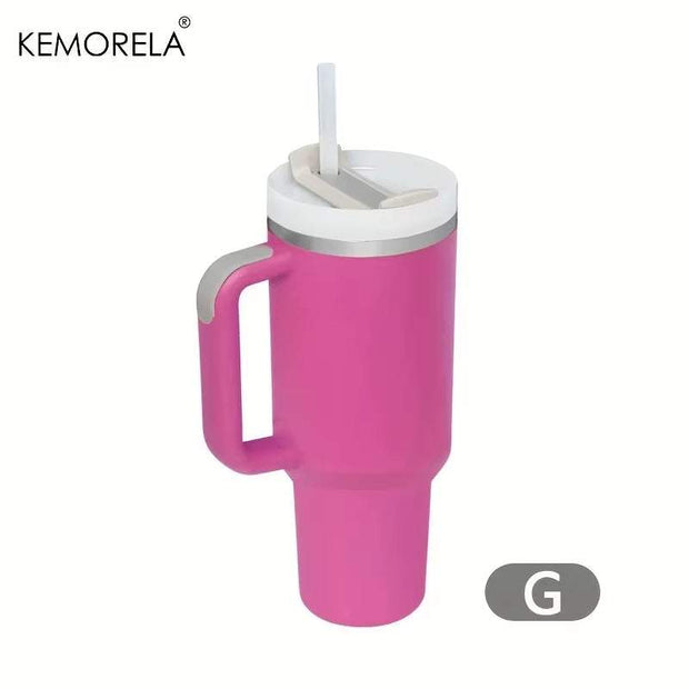 1200ML 304 Stainless Steel Insulated Water Bottle Thermal Coffee Car Cup Cold Hot Mugs Vacuum Flask with Handle Straw for Sport