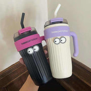 860ML Coffee Cup Outdoor Thermo Water Bottle with Straw Stainless Steel Tumbler Car Thermal Mug Keeps Cold and Heat Vacuum Flask