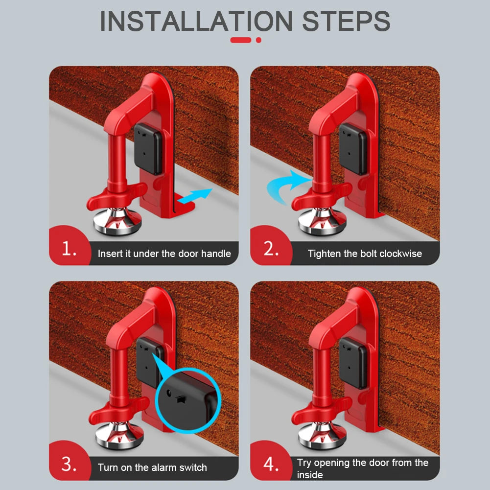 Portable Alarm Door Stopper with Suction Cup Lock - Self-Defense Security Device for Theft Prevention